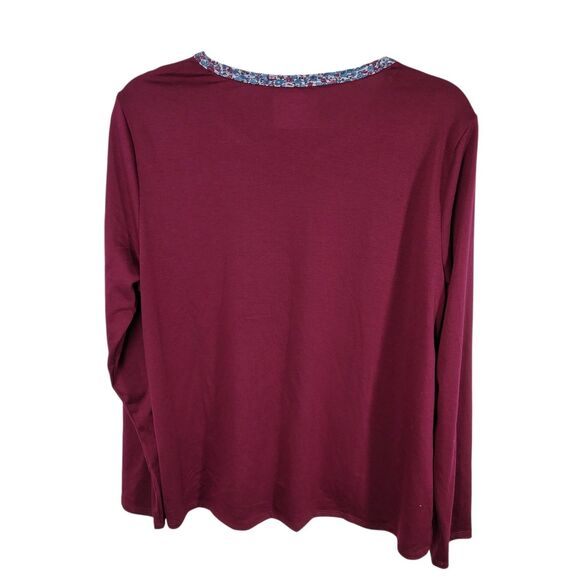 Lands End Womens Sz L Red Solid Long Sleeve Shirt - Picture 13 of 13